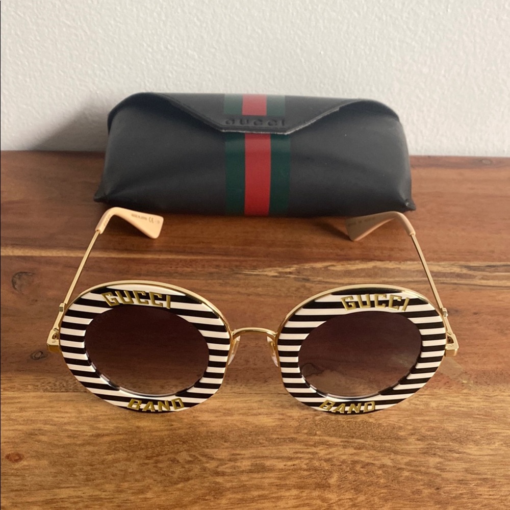 Gucci Black and White Designer Sunglasses